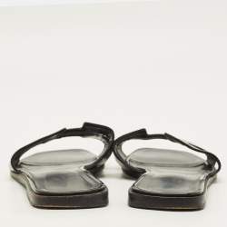 مملوكة مسبقًا Hermes Oran Size 40.5 Black Saffiano Leather Flat Slide
