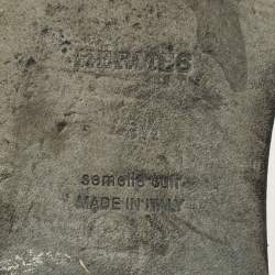 مملوكة مسبقًا Hermes Oran Size 40.5 Black Saffiano Leather Flat Slide