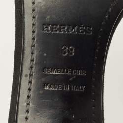 مملوكة مسبقًا صندل هيرمس بريميير أسود سويدي مرصع بالكريستال بمشبك للكاحل مقاس 38.5