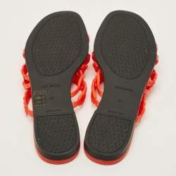 Pre Owned Hermes Chaine d'Ancre Rivage Size 41 Orange Rubber Flat Slides