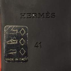 Pre Owned Hermes Chaine d'Ancre Rivage Size 41 Orange Rubber Flat Slides