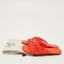 Pre Owned Hermes Chaine d'Ancre Rivage Size 41 Orange Rubber Flat Slides