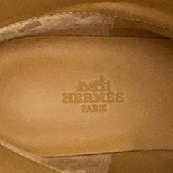 Pre Owned حذاء بوت طويل هيرمس فوستين جلد بيج مقاس 37