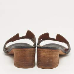 Pre Owned صندل هيرمس أواسيس جلد أسود مقاس 41