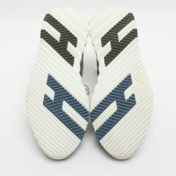 Pre Owned Hermes Bouncing Size 38 Light Blue Nylon and Suede Low Top Sneakers