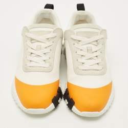 مملوكة مسبقًا حذاء رياضي هيرمس جلد وسويدي أبيض/رمادي مقاس 37.5