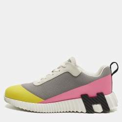 Pre Owned Hermès Bouncing Size 38 Multicolor Knit Fabric and Suede Low Top Sneakers