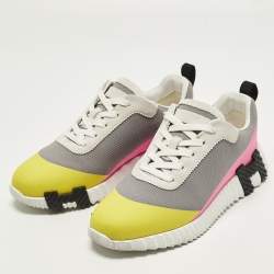 Pre Owned Hermès Bouncing Size 38 Multicolor Knit Fabric and Suede Low Top Sneakers