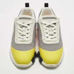 Pre Owned Hermès Bouncing Size 38 Multicolor Knit Fabric and Suede Low Top Sneakers