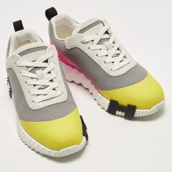 Pre Owned Hermès Bouncing Size 38 Multicolor Knit Fabric and Suede Low Top Sneakers