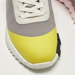 Pre Owned Hermès Bouncing Size 38 Multicolor Knit Fabric and Suede Low Top Sneakers