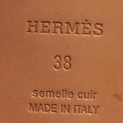 Pre Owned حذاء بوت طول ركبة هيرمس جامبينج جلد مطرز بانوبلي إكيستري مقاس 38 لون أسود