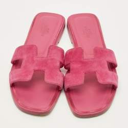 Pre Owned صندل فلات هيـرمس أوران جلد وردي مقاس 36