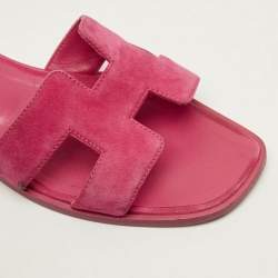 Pre Owned صندل فلات هيـرمس أوران جلد وردي مقاس 36