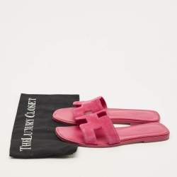 Pre Owned صندل فلات هيـرمس أوران جلد وردي مقاس 36