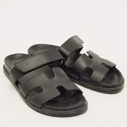 Pre Owned صندل هيرمس شايبر جلد أسود مقاس 38