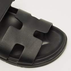 Pre Owned صندل هيرمس شايبر جلد أسود مقاس 38