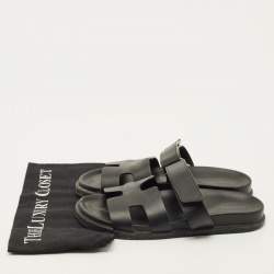 Pre Owned صندل هيرمس شايبر جلد أسود مقاس 38