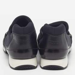 Pre Owned حذاء رياضي هيرمس ران جلد ونيوبرين أزرق كحلي/أسود مقاس 39