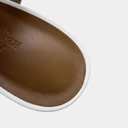 Pre Owned Hermes Bikini Chaine D'Ancre Heeled Sandals White Leather Size 38