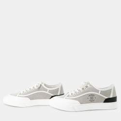 مملوكة مسبقًا Hermes Get Sneakers Gray/White/Black Canvas Leather Size 38