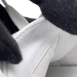 Pre Owned Hermes Get Sneakers Gray/White/Black Canvas Leather Size 38