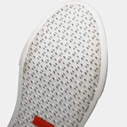 Pre Owned Hermes Get Sneakers Gray/White/Black Canvas Leather Size 38