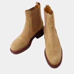 Pre Owned Hermes Forever Side Gore Boots Brown Suede Size 38