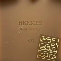 Pre Owned Hermes Mocassins Fauve Black Leather Size 38