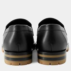 Pre Owned Hermes Mocassins Fauve Black Leather Size 38