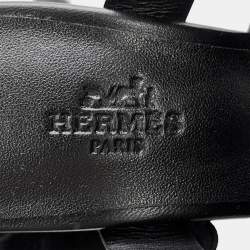 Pre Owned Hermes Gabby Sandals Black Leather Size 37