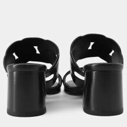 Pre Owned Hermes Gabby Sandals Black Leather Size 37