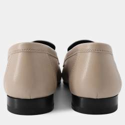 Pre Owned Hermes Paris Loafers Beigepink Leather Size 36H