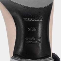 Pre Owned Hermes Paris Loafers Beigepink Leather Size 36H