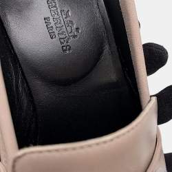 Pre Owned Hermes Paris Loafers Beigepink Leather Size 36H