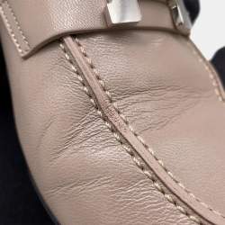 Pre Owned Hermes Paris Loafers Beigepink Leather Size 36H