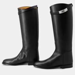Pre Owned Hermes Jumping Long Boots Black Leather Size 36H