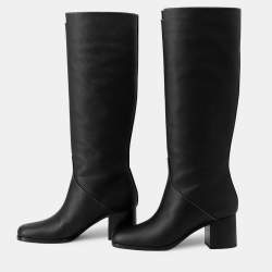 Pre Owned Hermes Boots Furre 60 Black Leather Size 38