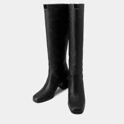Pre Owned Hermes Boots Furre 60 Black Leather Size 38