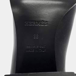 Pre Owned Hermes Boots Furre 60 Black Leather Size 38