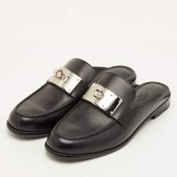 مملوكة مسبقًا Hermes Lota Size 38 Black Leather Mules