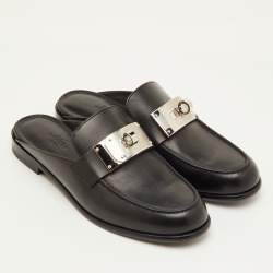 مملوكة مسبقًا Hermes Lota Size 38 Black Leather Mules