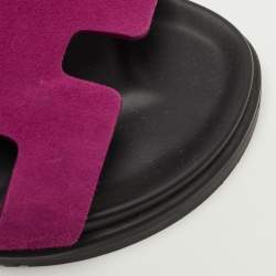 مملوكة مسبقًا Hermes Chypre Size 38.5 Pink/Orange Suede Flat Sandals