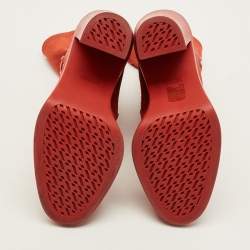 Pre Owned Hermes Slouch Size 38 Red Leather and Suede Ankle Length Boots