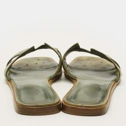 مملوكة مسبقًا صندل هيرمس اوران جلد نعام رصاصي مقاس 40