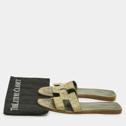 مملوكة مسبقًا صندل هيرمس اوران جلد نعام رصاصي مقاس 40