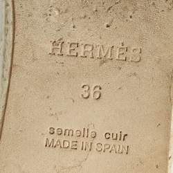 Pre Owned Hermes Catalya Size 36 White Leather Espadrille Wedge Ankle Strap Sandals