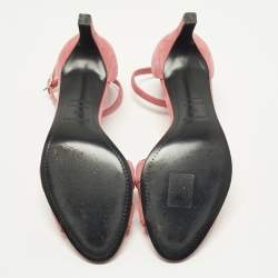 Pre Owned صندل هيرميس بريميير جلد وردي وشمواه بحزام عند الكاحل مقاس 39