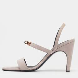 مملوكة مسبقًا Hermes Glamour Size 41 Grey Suede Slingback Sandals