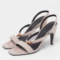 مملوكة مسبقًا Hermes Glamour Size 41 Grey Suede Slingback Sandals